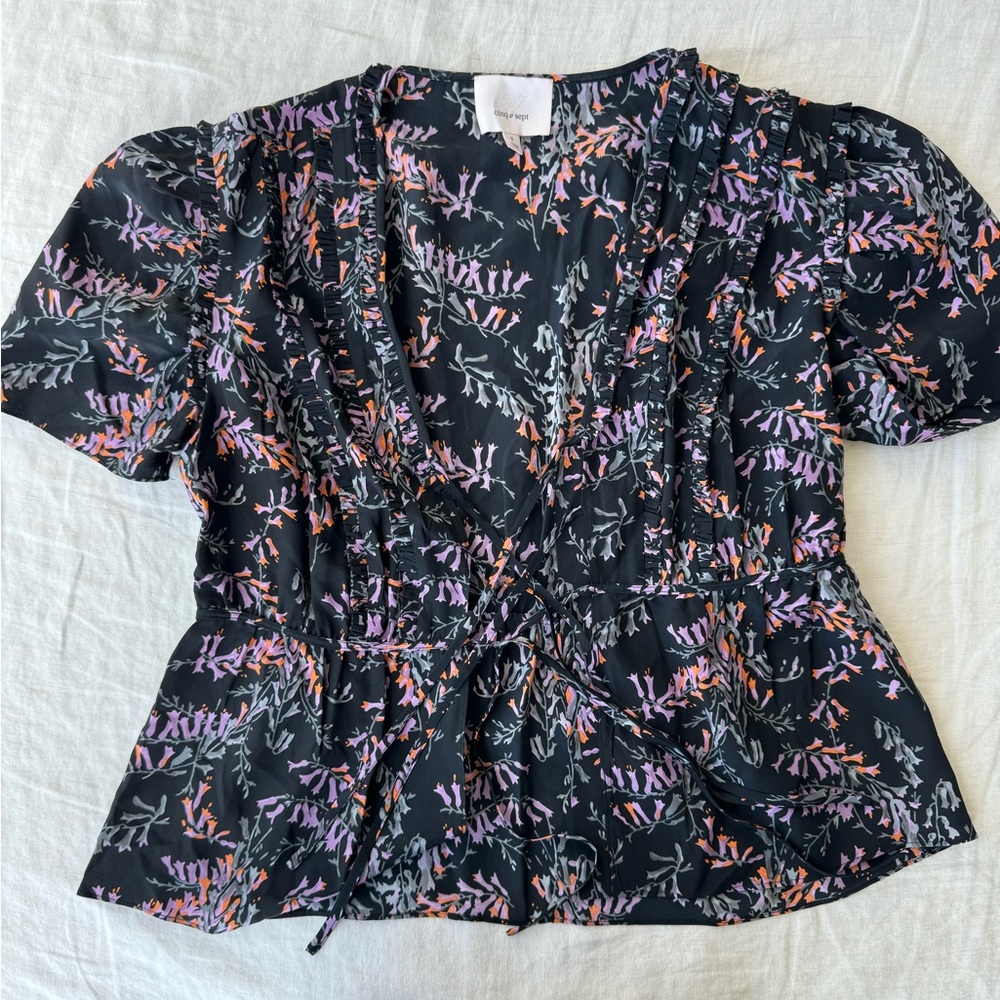 NWOT- Cinq a Sept top. Low neck with ties in the front Size S (originally $265)